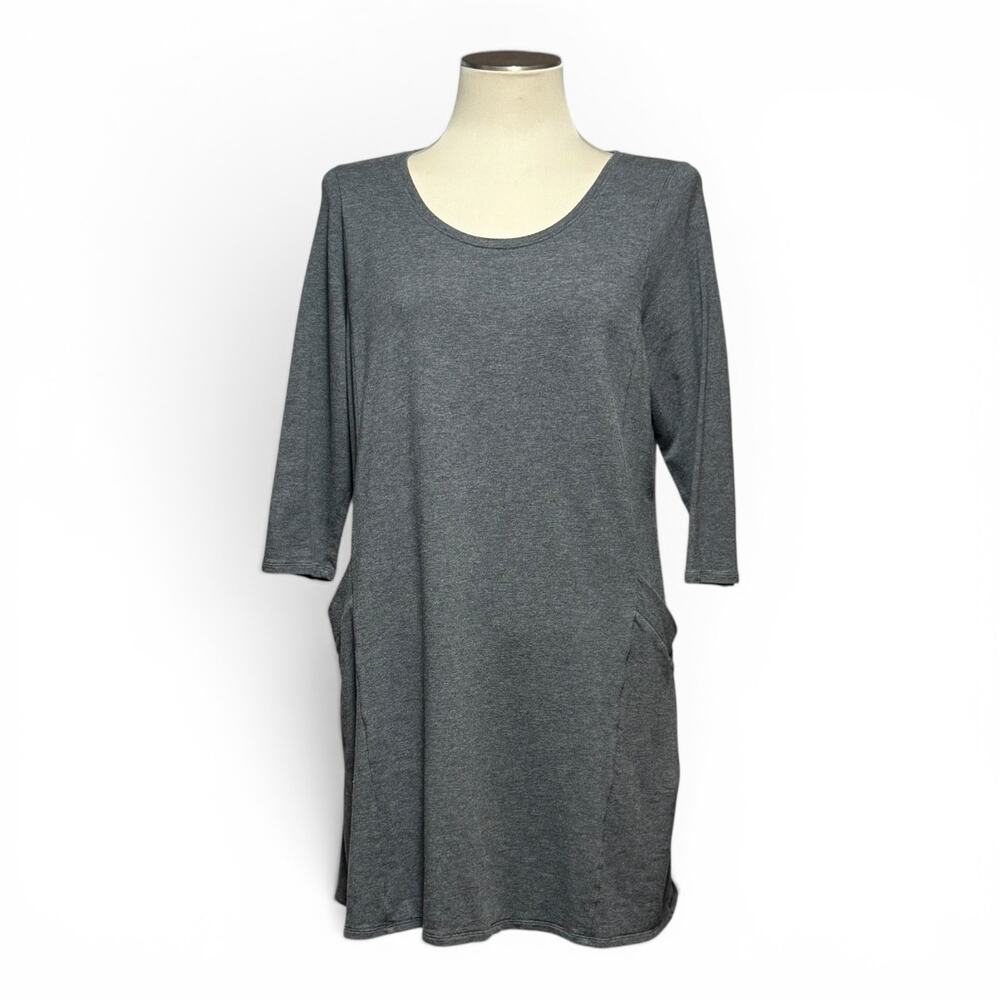 Pure Jill J.Jill Pima Cotton Modal Pocket Stretch Shift Dress Petite Large Gray
